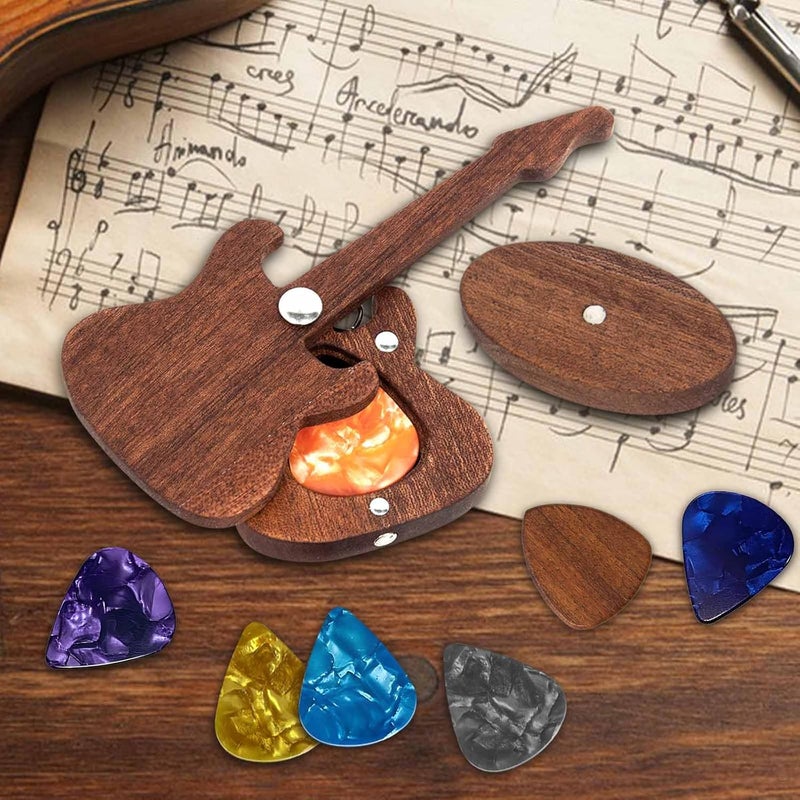 Eclatbox Wooden Guitar Pick Holder with Guitar Picks Guitar Pick Display Holder Guitar Keychain Home Decor Gifts for Christmas Birthday Valentines Anniversary - Image 5